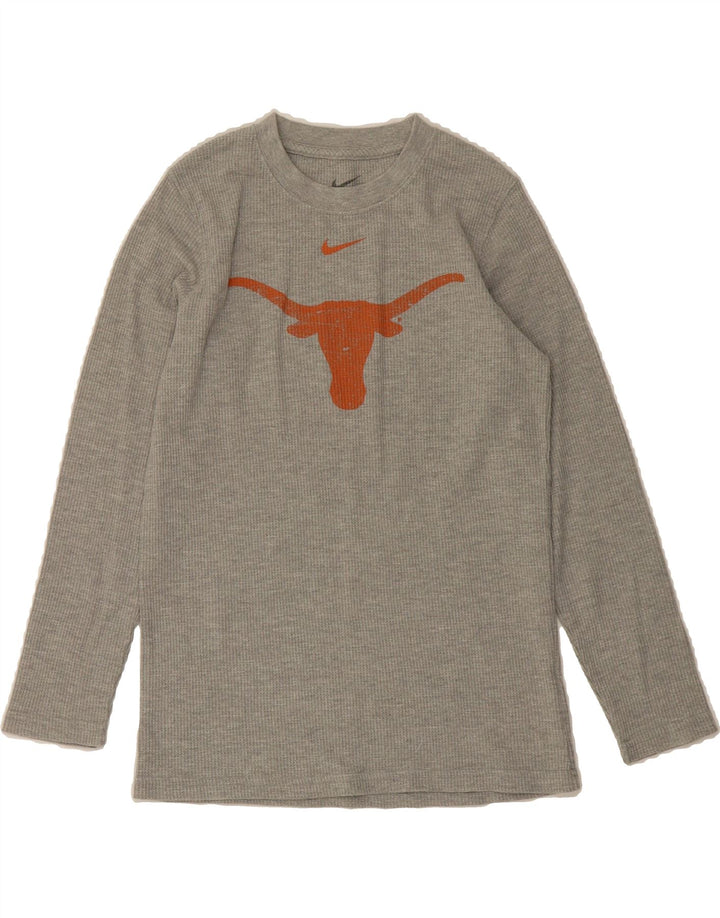 NIKE Womens Graphic Top Long Sleeve UK 12 Medium Grey Cotton Vintage Nike and Second-Hand Nike from Messina Hembry 
