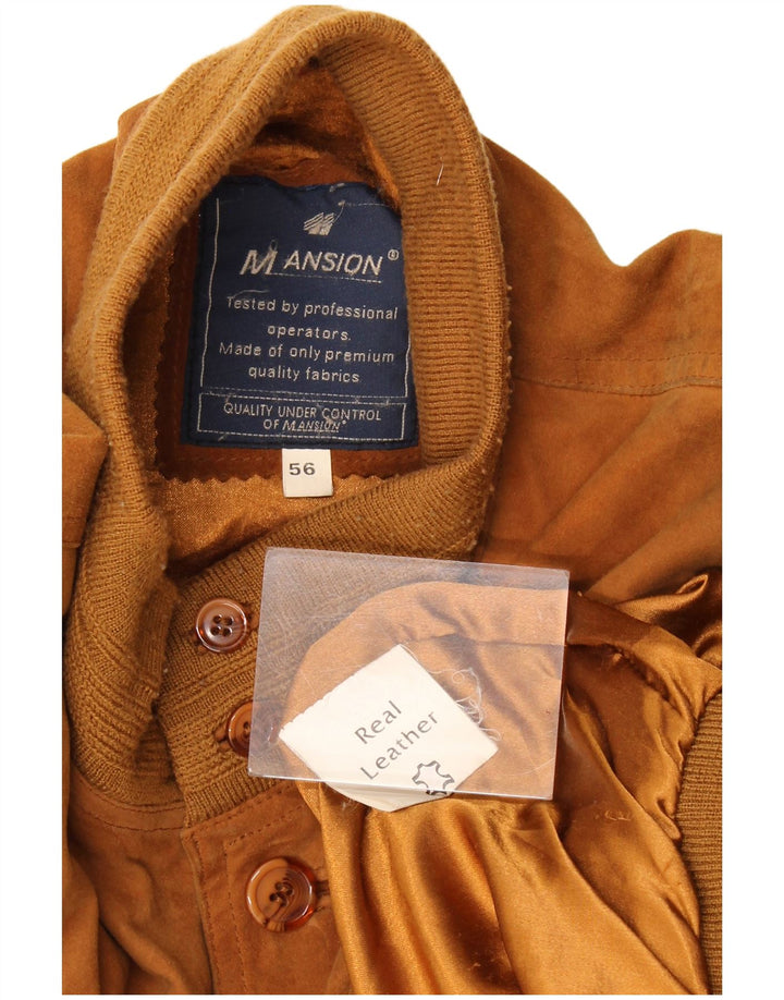 Vintage Ανδρικό Suede Bomber Jacket IT 56 3XL Καφέ Δερμάτινο