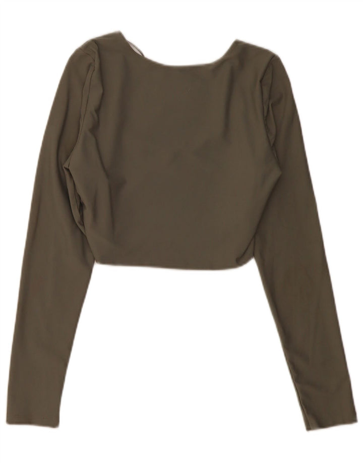 Zara Γυναικείο Crop Μακρυμάνικο UK 14 Large Khaki Polyamide