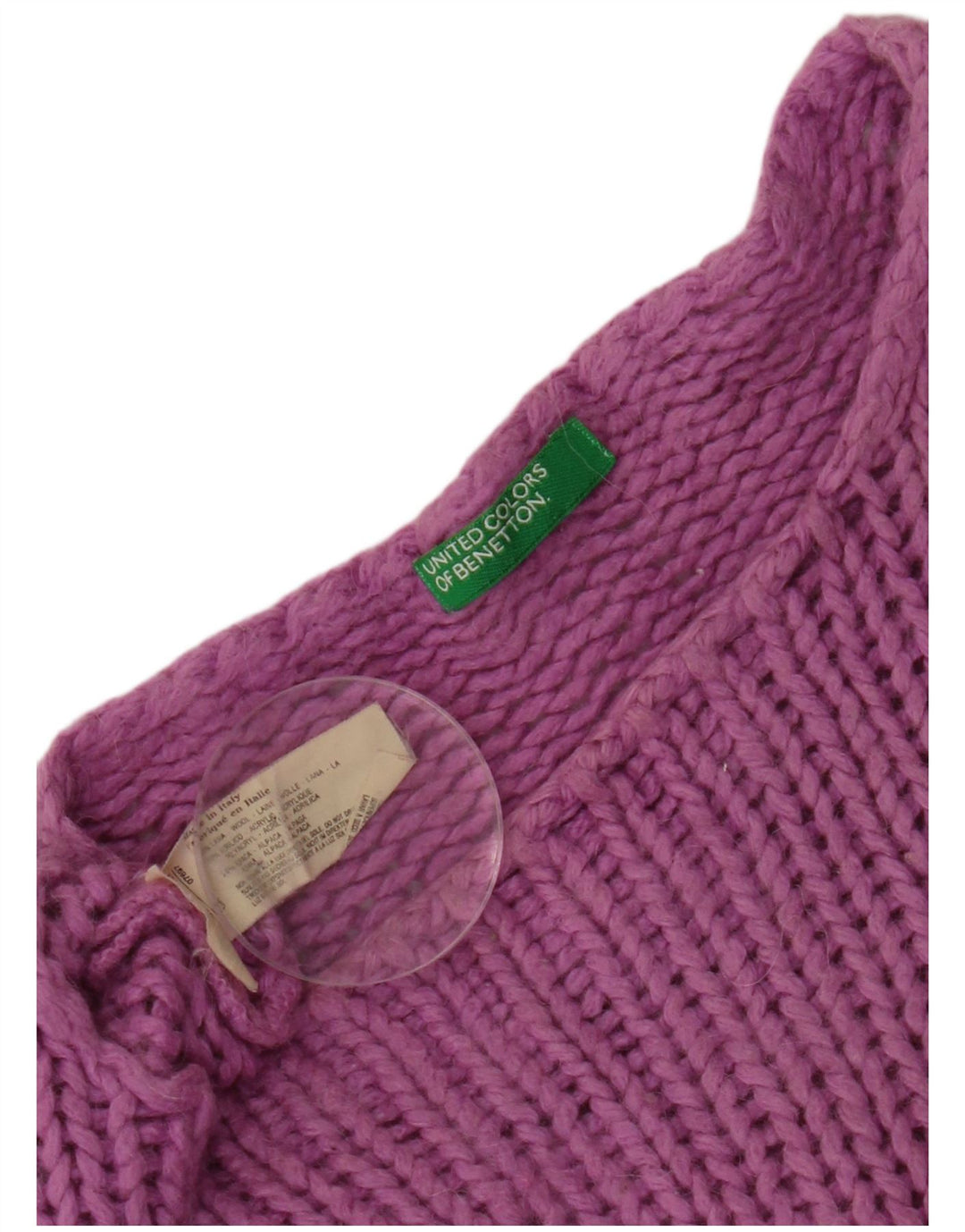 BENETTON Γυναικείο Crop Boat Neck Jumper πουλόβερ UK 10 Small Purple Wool