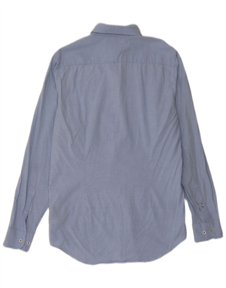 TOMMY HILFIGER Mens Stretch Slim Fit Shirt Medium Blue Cotton