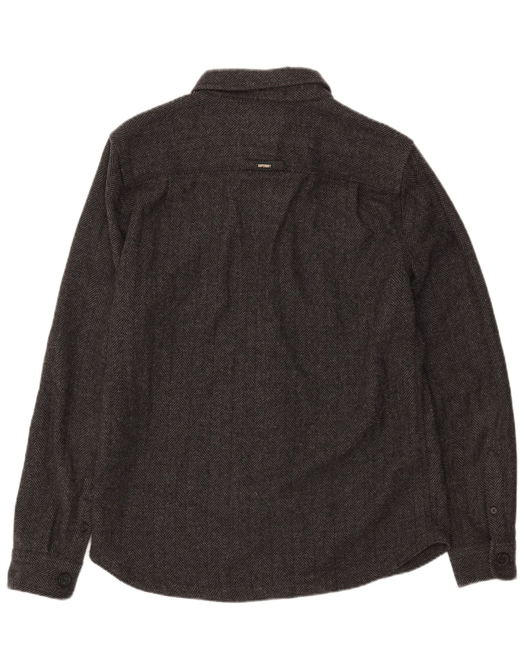Ανδρικό φανελένιο πουκάμισο SUPERDRY XL Γκρι πολυεστέρας ψαροκόκκαλο