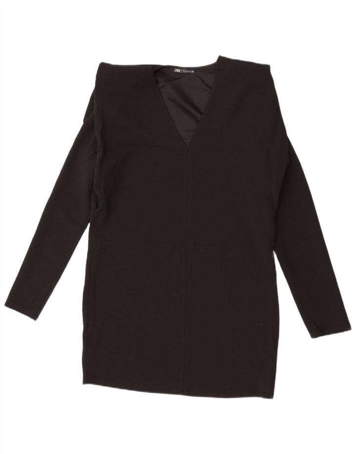 Zara Γυναικείο μακρυμάνικο φόρεμα Shift UK 14 Medium μαύρο