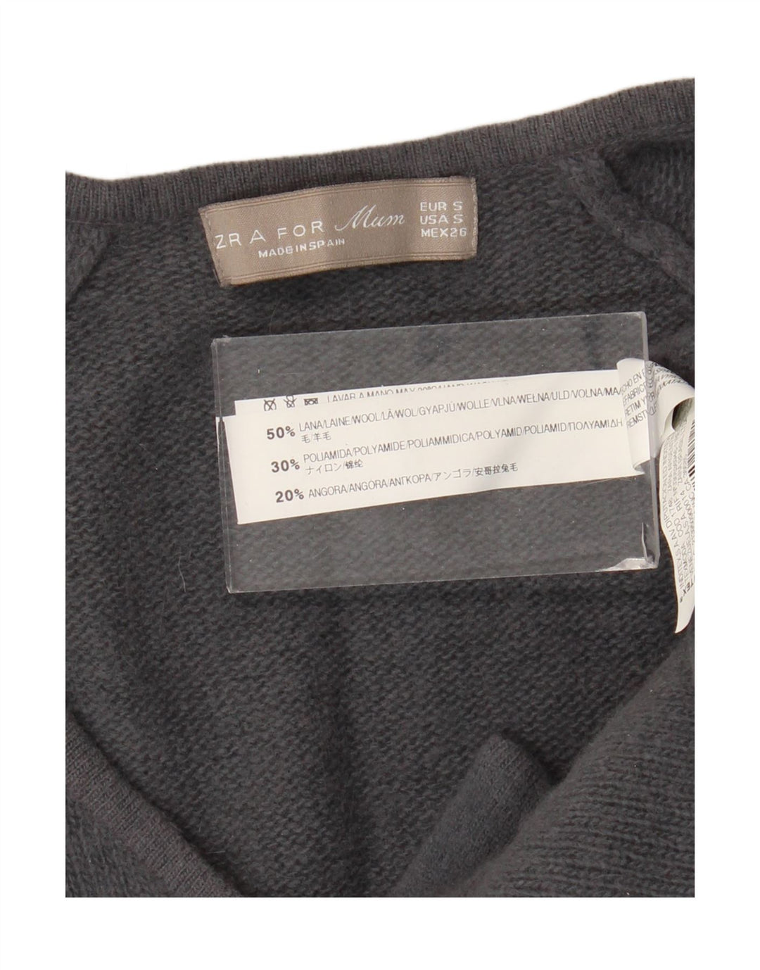 Zara γυναικείο φόρεμα με γραβάτα μπλούζα UK 8 Small Grey Wool