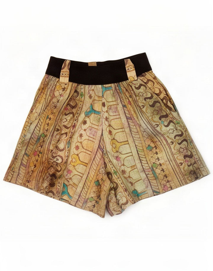 Vintage Γυναικείο Abstract Pattern Casual Short Medium W28 Beige Cotton