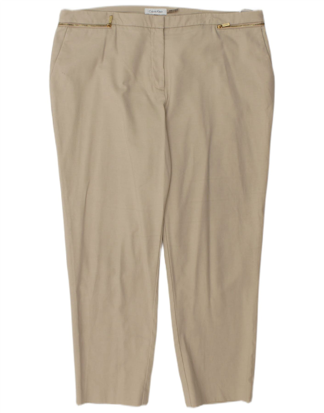 CALVIN KLEIN Γυναικείο ίσιο κομμένο παντελόνι US 16 2XL W38 L27 Μπεζ