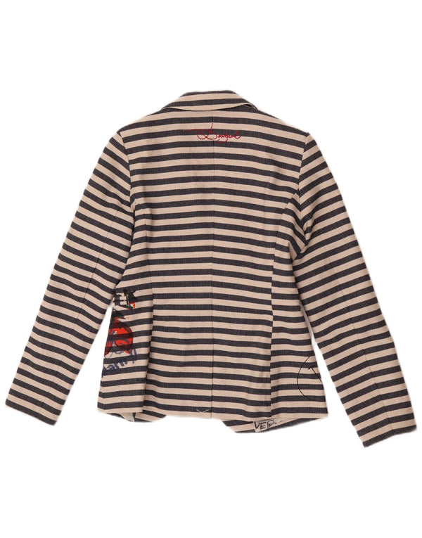 Desigual Γυναικείο γραφικό μπουφάν μπλέιζερ EU 38 Medium Navy Blue ριγέ