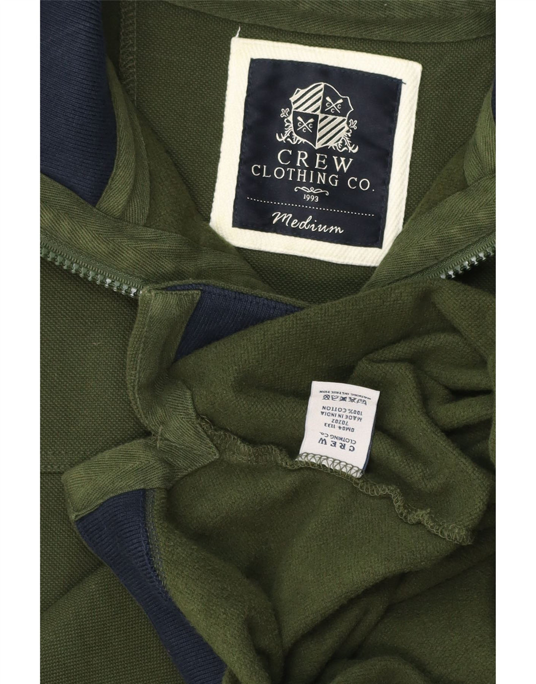 Ανδρικό φούτερ με φερμουάρ Crew Clothing, μεσαίο πράσινο βαμβακερό