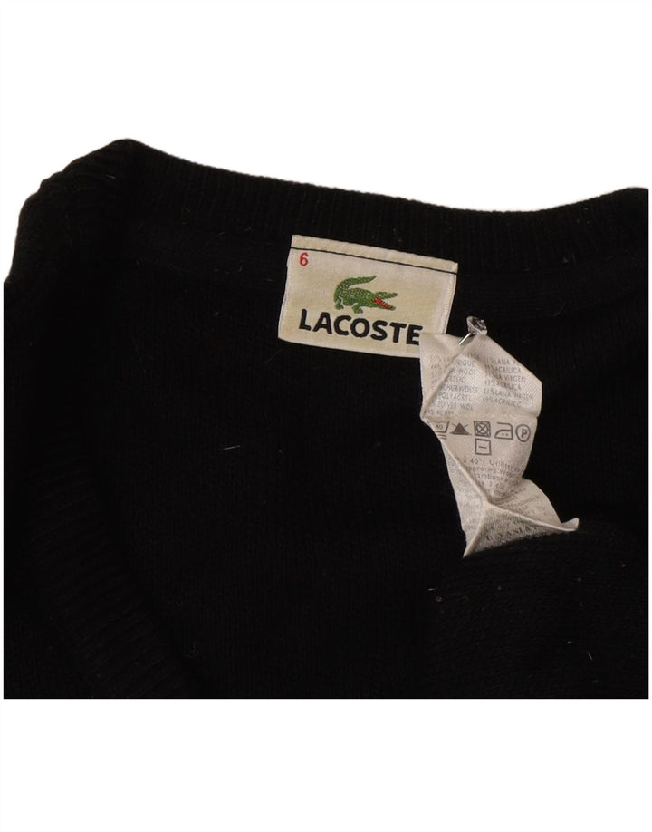 Ανδρικό πουλόβερ Lacoste με λαιμόκοψη με λαιμόκοψη μεγέθους 6 XL μαύρο μάλλινο