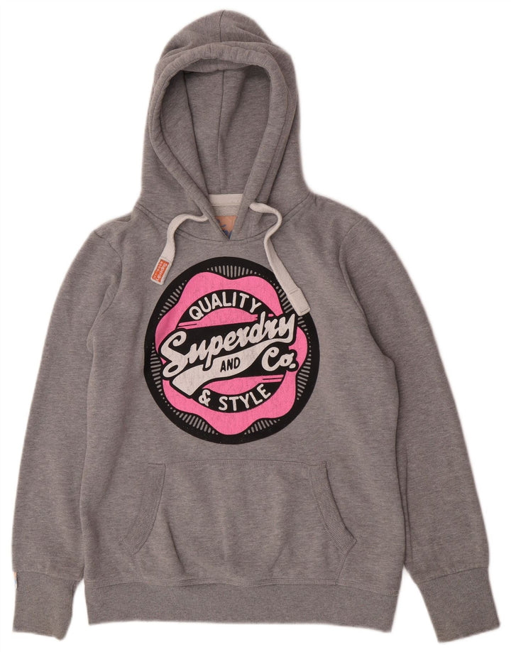Superdry Γυναικείο Γραφικό Φούτερ UK 16 Large Grey Polyester