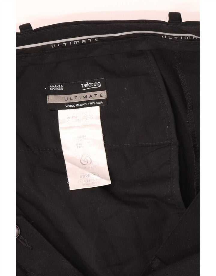 Marks & Spencer Ανδρικό κανονικό παντελόνι W38 L33 Μαύρο πολυεστέρα