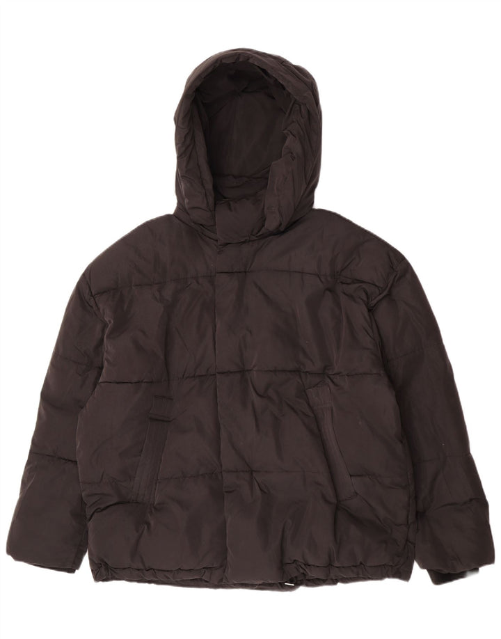 Zara Γυναικείο μπουφάν με κουκούλα UK 42 XL Μαύρο Πολυεστέρας
