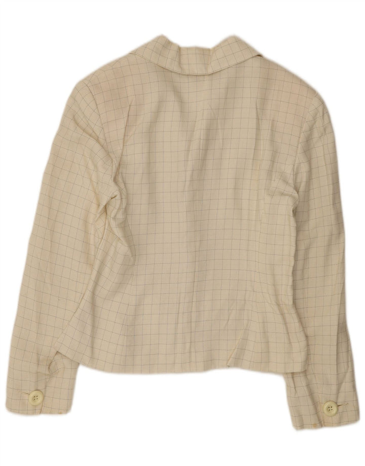 Vintage γυναικείο σακάκι με 4 κουμπιά σακάκι IT 44 Medium Off White Check Viscose