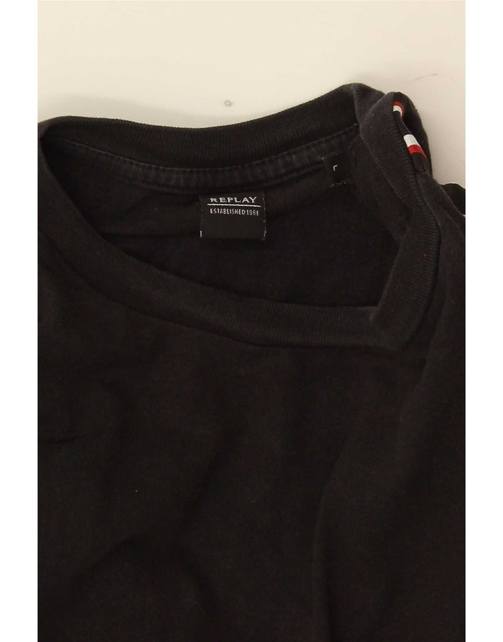 Ανδρικό γραφικό T-Shirt Replay Top Large Black Colourblock