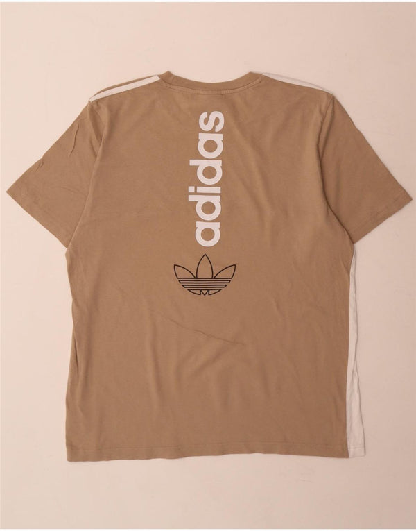 Ανδρικό γραφικό T-Shirt Adidas Top Large Beige Colourblock Βαμβακερό