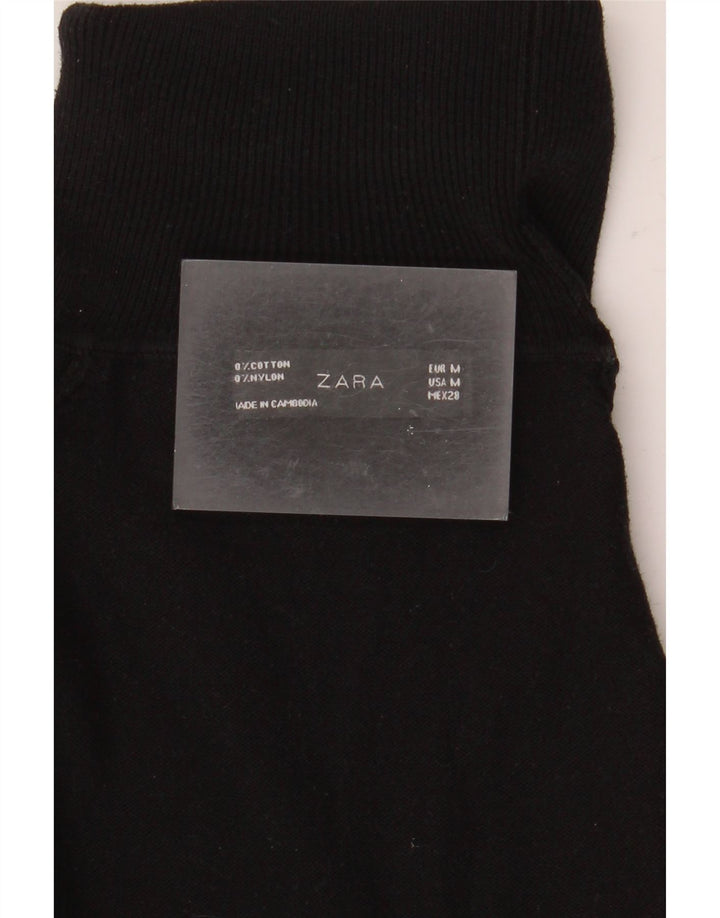 Zara Γυναικείο πουλόβερ με ρολό λαιμόκοψη UK 12 μεσαίο μαύρο βαμβακερό