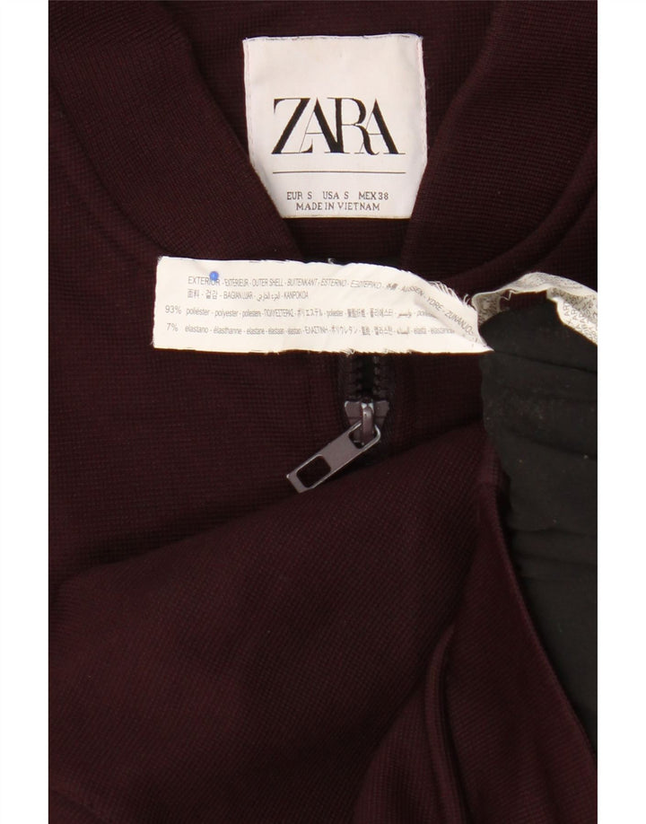 Zara Mens Bomber Jacket UK 36 Small Maroon Polyester