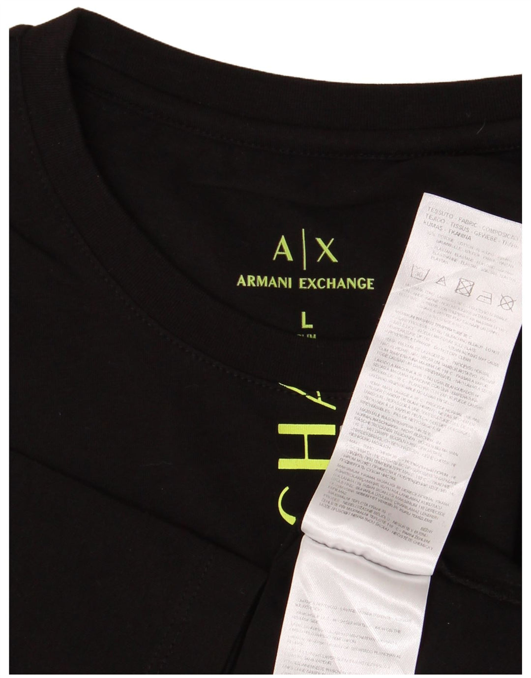 Armani Exchange Ανδρικό γραφικό T-Shirt Top μεγάλο μαύρο βαμβακερό
