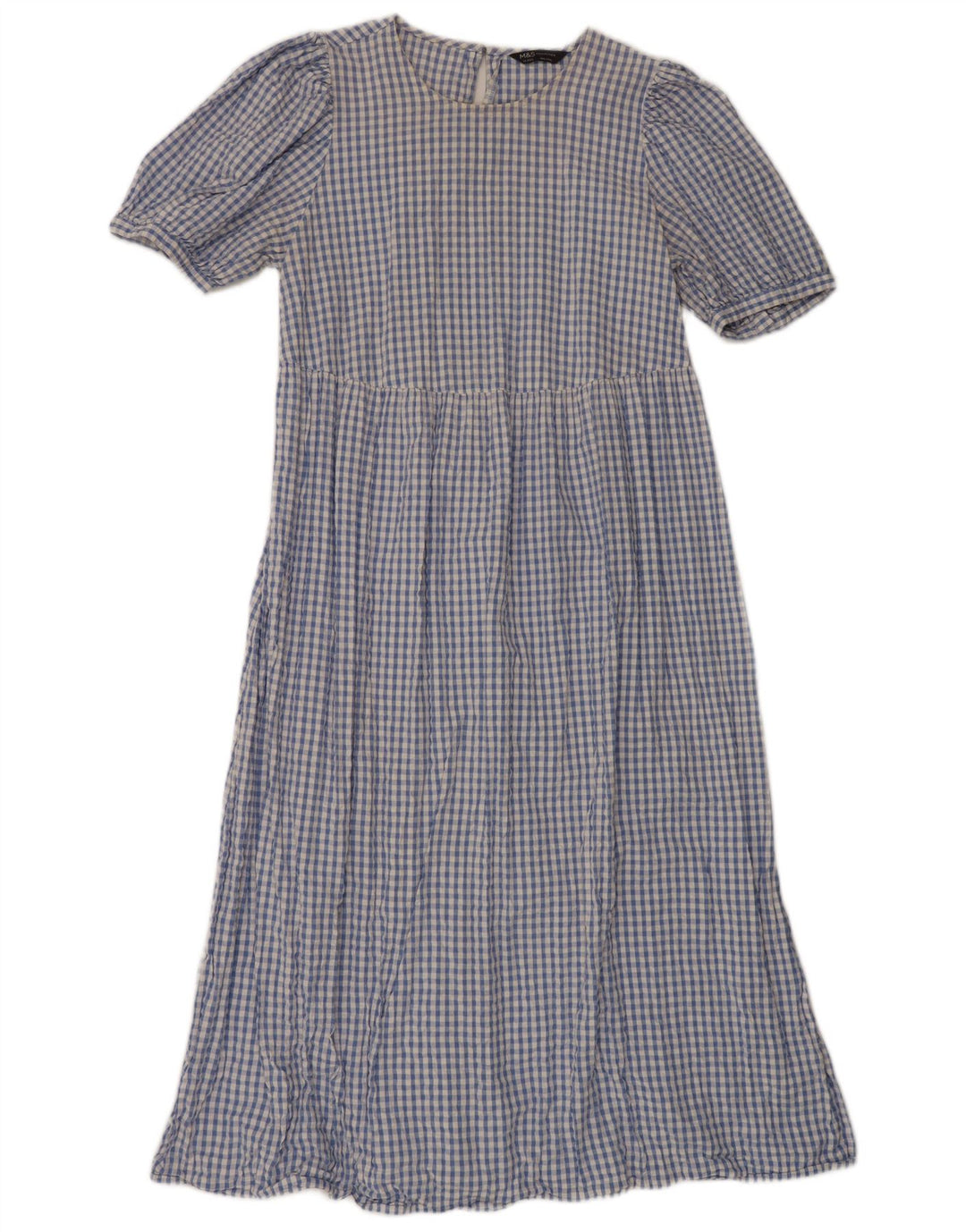 Marks & Spencer Γυναικείο Maxi Φόρεμα UK 14 Medium Blue Gingham Cotton