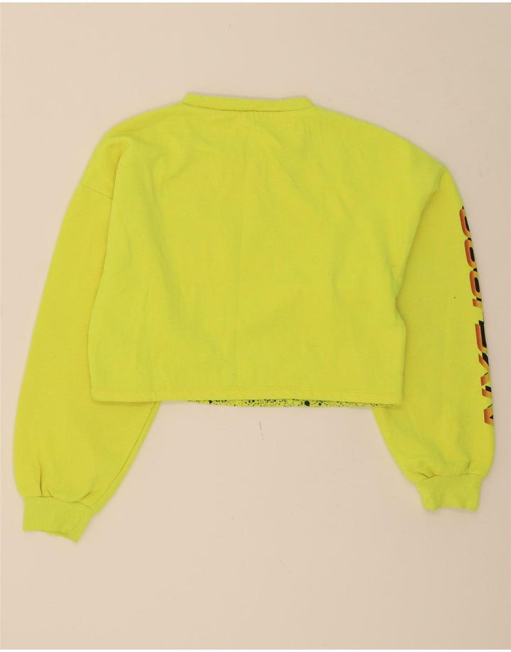 ZARA Womens Oversized Graphic Crop Sweatshirt Jumper UK 10 Small Yellow Vintage Zara and Second-Hand Zara from Messina Hembry 