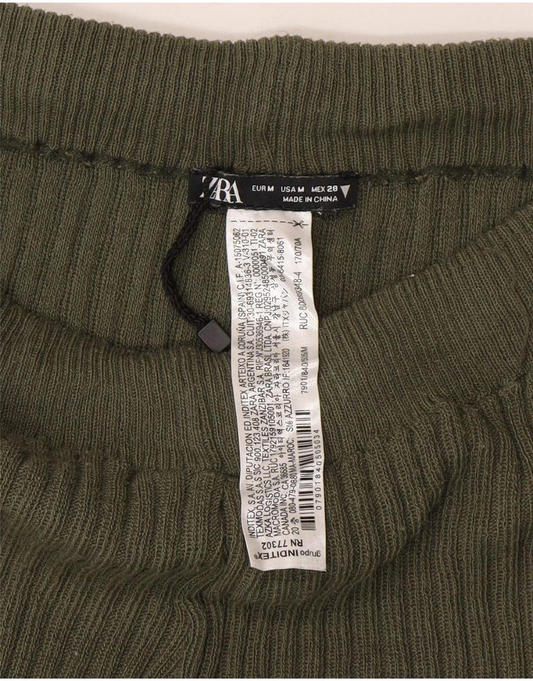 Zara Γυναικείο πλεκτό κολάν Flare UK 12 Μεσαίο Πράσινο Πολυεστέρας