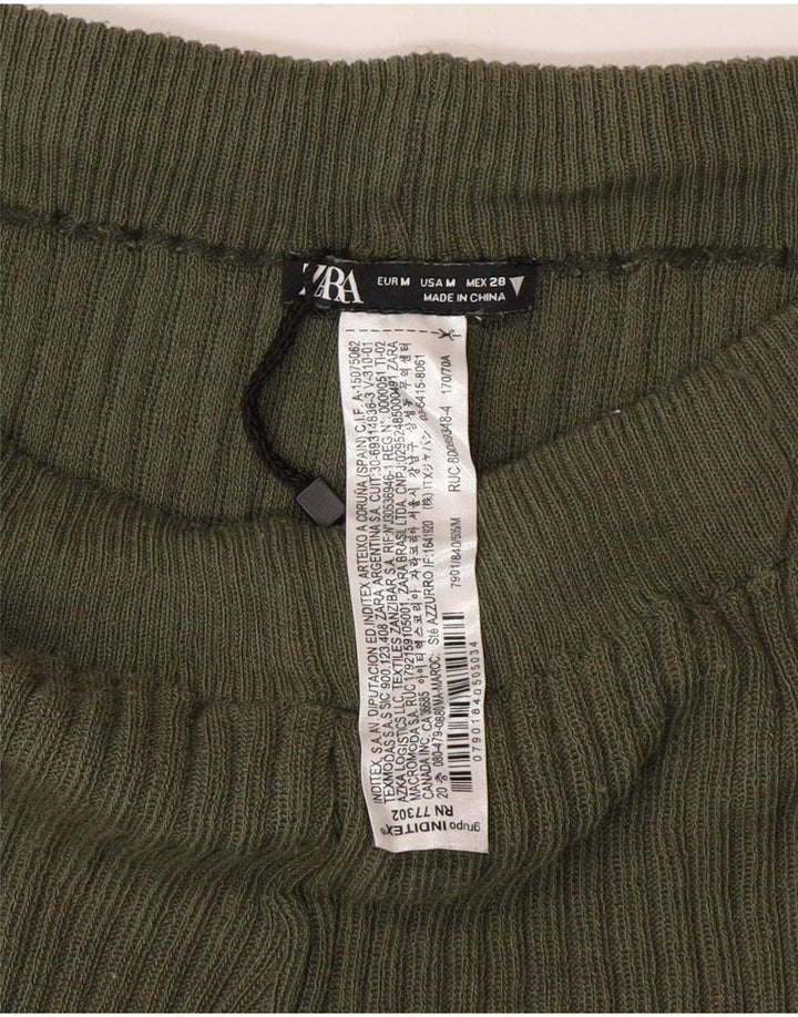 Zara Γυναικείο πλεκτό κολάν Flare UK 12 Μεσαίο Πράσινο Πολυεστέρας