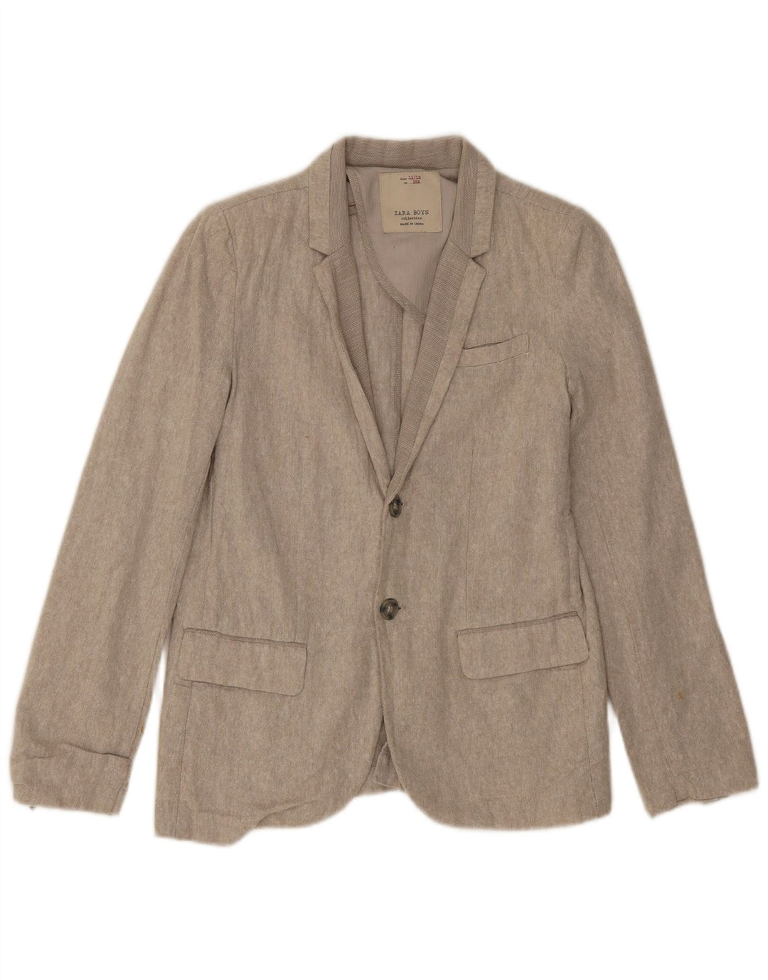 Zara Boys 2 Button Blazer Jacket 11-12 Years Beige Λινό
