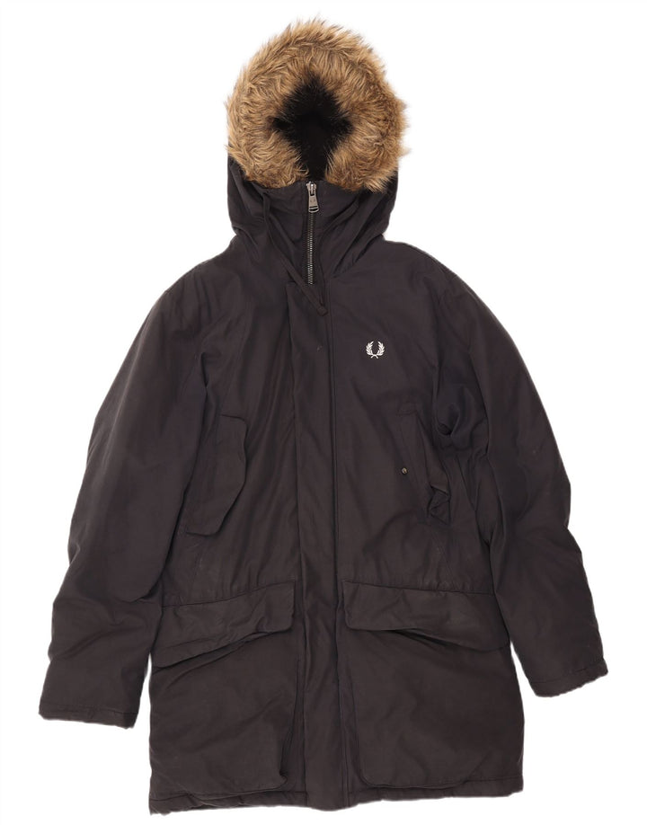 FRED PERRY Ανδρικό μπουφάν Parka με κουκούλα UK 36 Small μαύρο βαμβακερό