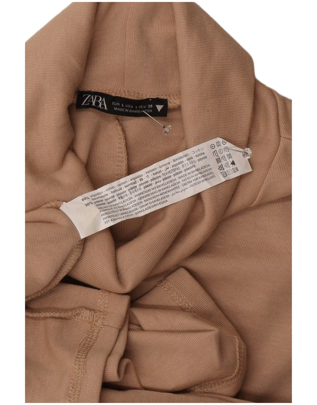 Zara Γυναικείο φόρεμα Shift UK 16 Large Beige Βαμβακερό