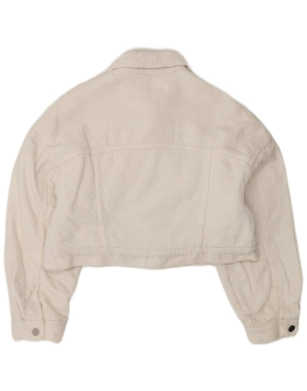 Zara Γυναικείο Oversized Crop Sherpa Corduroy Jacket UK 10 Small White Cotton