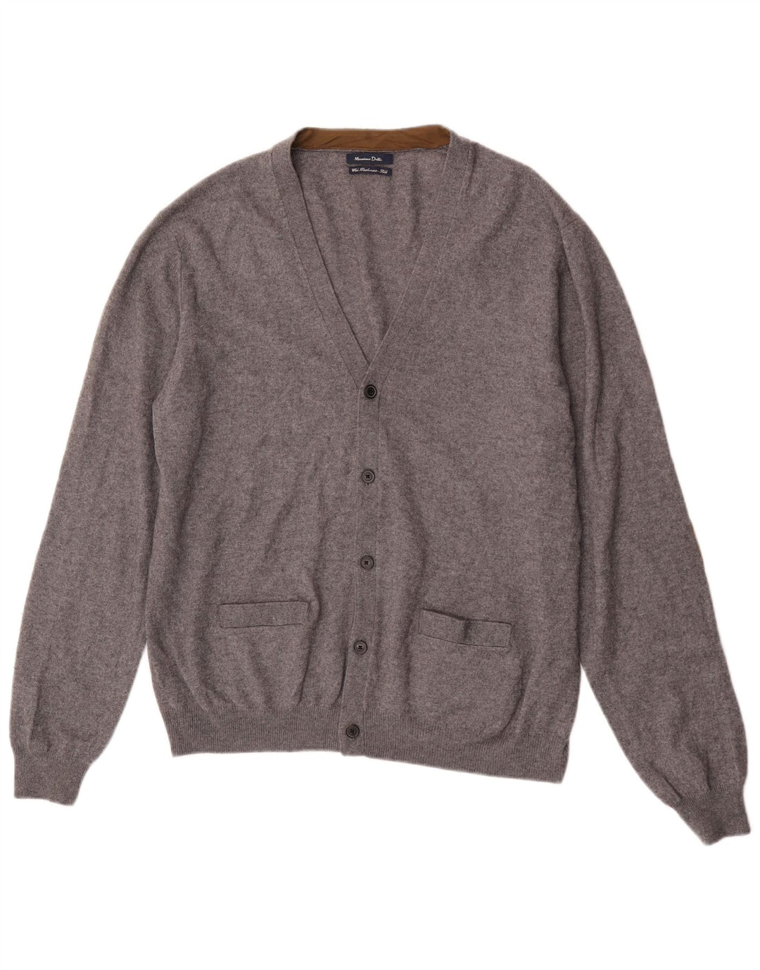 Ανδρικό πουλόβερ ζακέτα Massimo Dutti 2XL Γκρι μαλλί