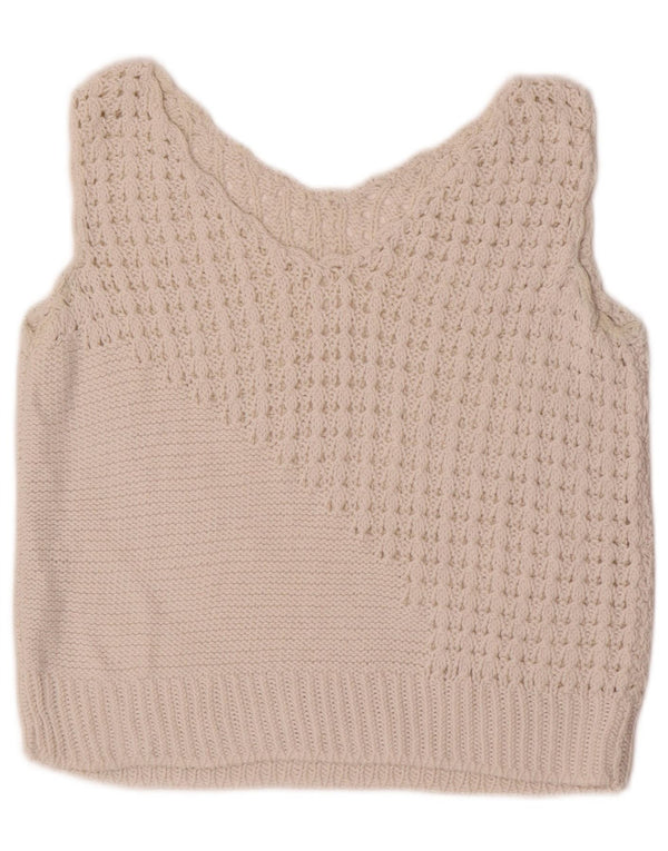 Vintage γυναικείο Crop Vest Tank Top UK 10 Small White