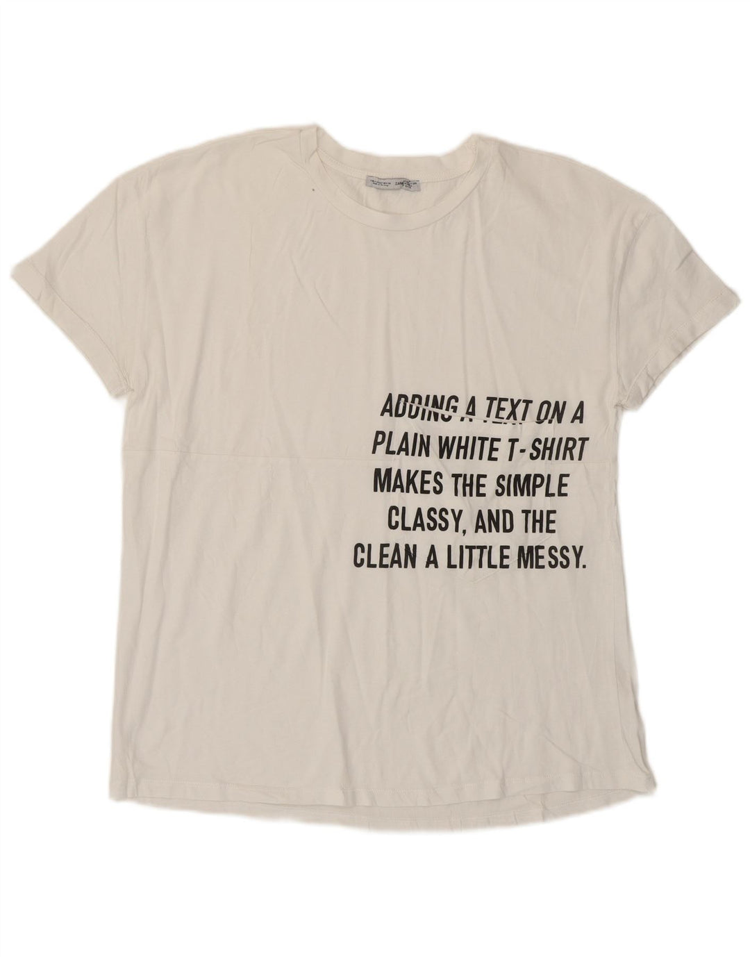 Zara Γυναικείο γραφικό T-Shirt Top UK 10 Small White