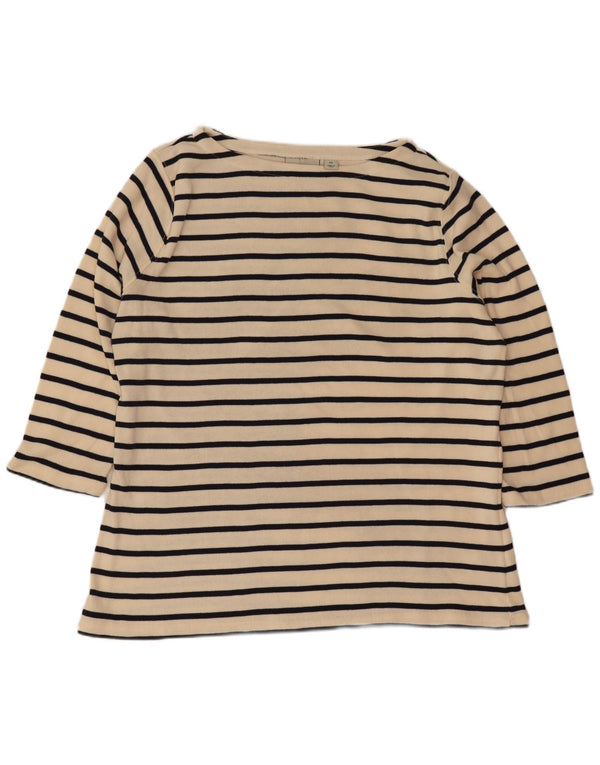 L.L.Bean γυναικείο τοπ 3/4 μανίκι UK 18 XL Off White Ριγέ βαμβακερό Ναυτικό