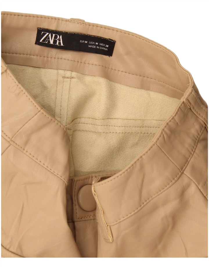 Zara Γυναικεία Faux Leather Φούστα Medium W28 Beige