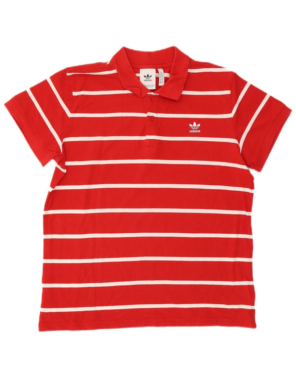 Ανδρικό μπλουζάκι Adidas Polo XL, κόκκινο ριγέ βαμβακερό