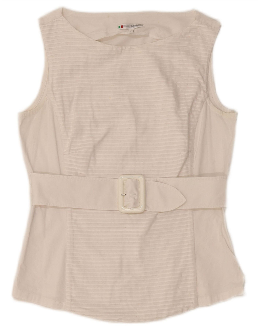 NARACAMICIE Γυναικεία μπλούζα αμάνικη μπλούζα UK 8 Small White Ripe Βαμβακερή