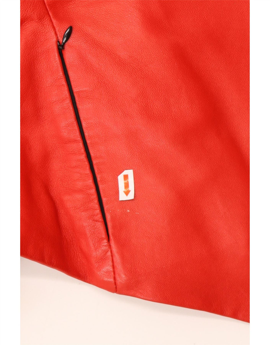 Γυναικείο Ασύμετρο Δερμάτινο Μπουφάν με κουκούλα VINTAGE UK 16 Μεγάλο Δερμάτινο κόκκινο