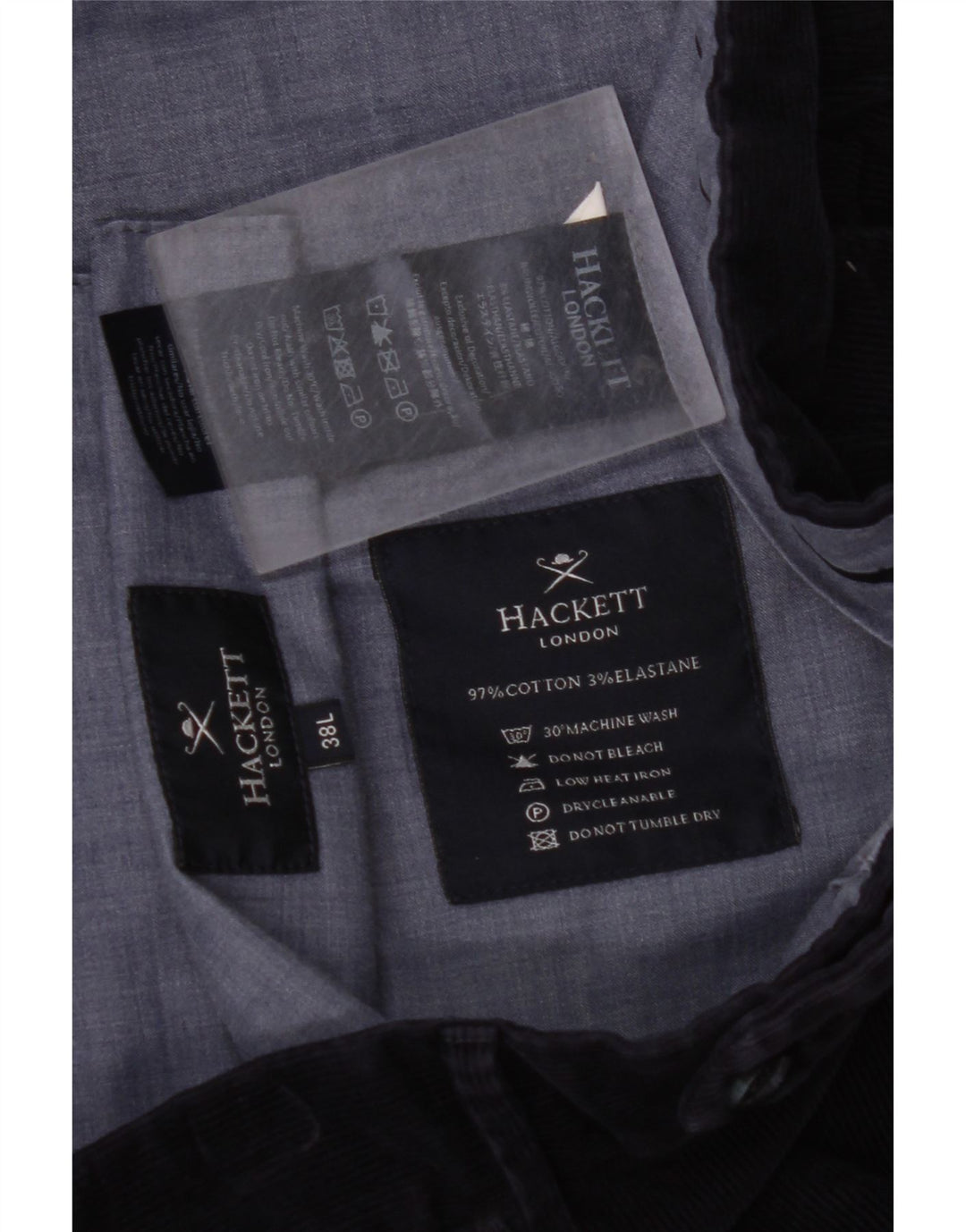 Ανδρικό ίσιο κοτλέ παντελόνι HACKETT W38 L30 Navy Blue Cotton