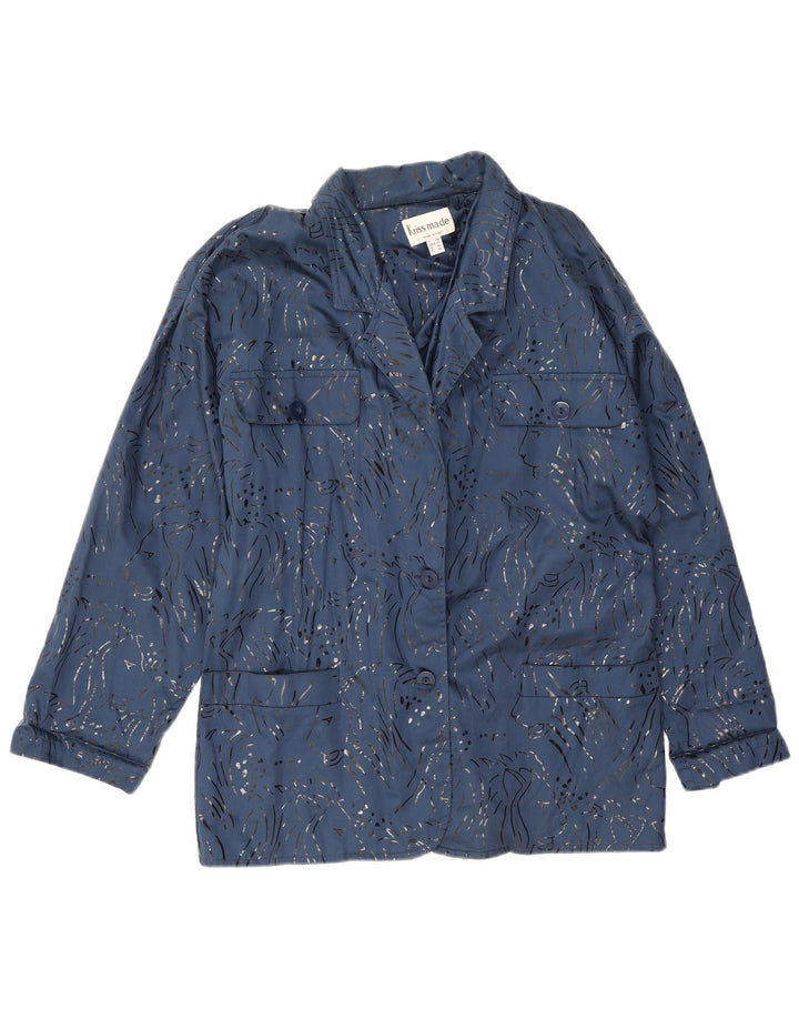 Vintage γυναικείο υπερμεγέθη Utility μπουφάν EU 40 Medium Blue Animal print