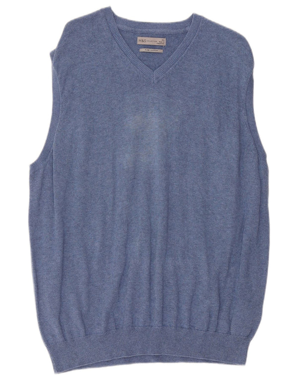 Marks & Spencer Ανδρικό γιλέκο Tank Top XL Blue Cotton