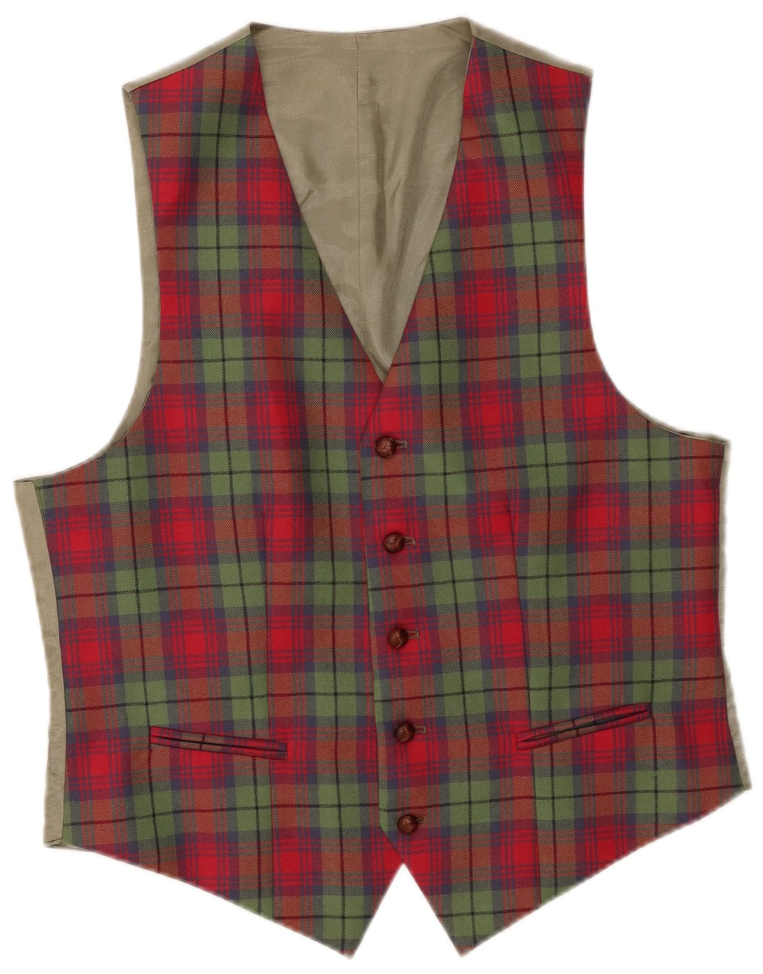 VINTAGE Ανδρικό Γιλέκο Μεγάλο Κόκκινο Καρό Πολυεστέρας