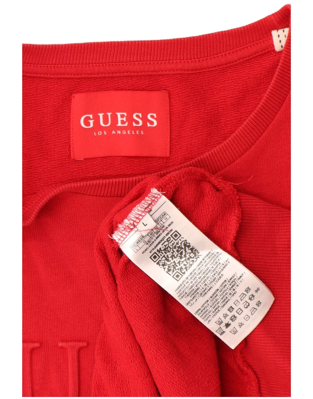 Ανδρικό γραφικό φούτερ Guess Jumper μεγάλο κόκκινο βαμβακερό
