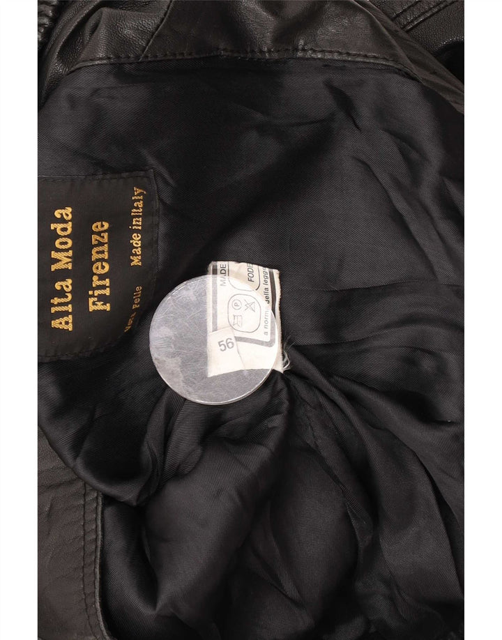 Ανδρικό Δερμάτινο Μπουφάν Alta Moda Firenze IT 56 3XL Μαύρο