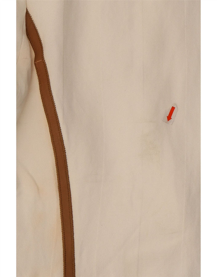 Zara Γυναικείο Μπουφάν 1 Κουμπί Blazer UK 16 Μεγάλη Λευκή Βισκόζη