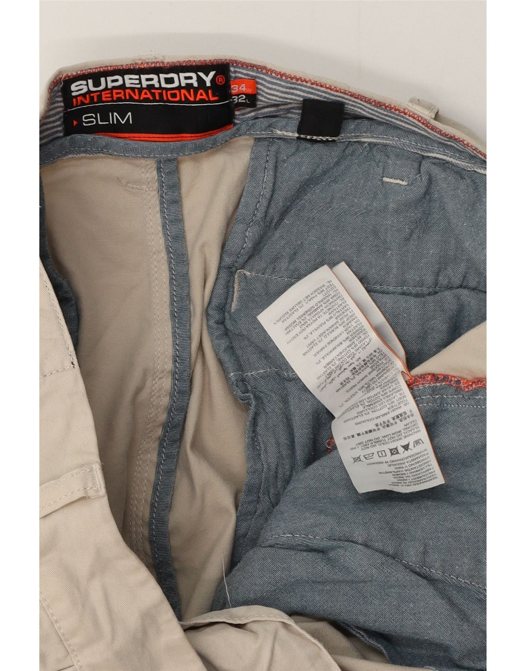 Ανδρικό παντελόνι Chino SUPERDRY W34 L28 Μπεζ βαμβακερό