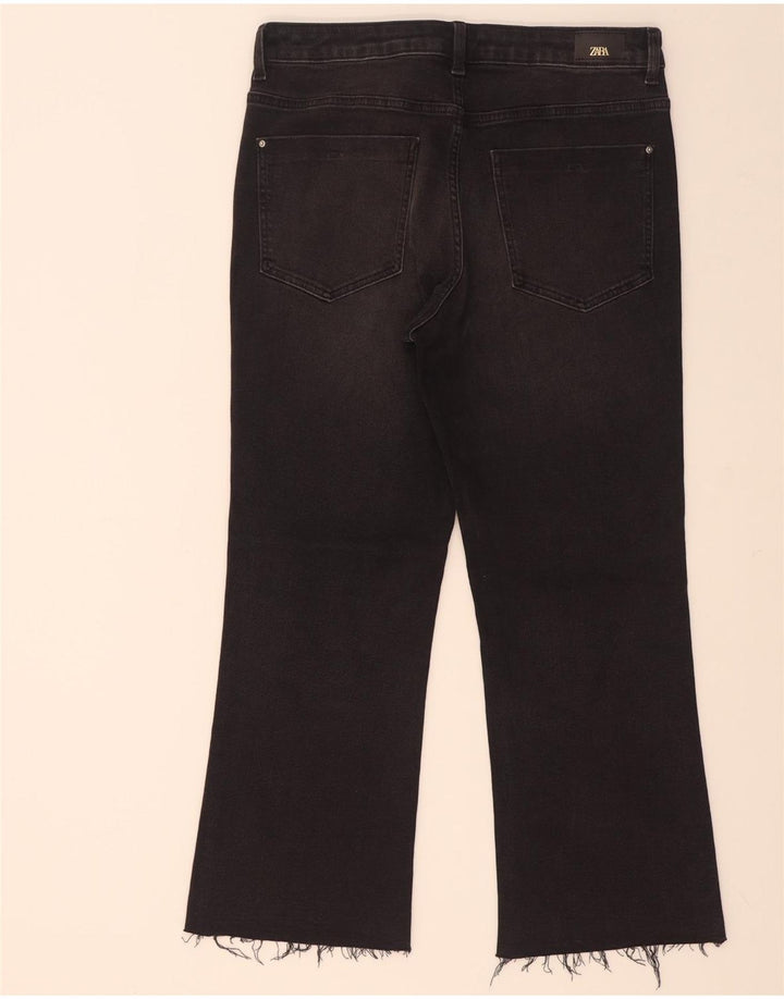 Zara Γυναικεία Crop Bootcut Jeans EU 42 Large W32 L26 Μαύρο βαμβακερό