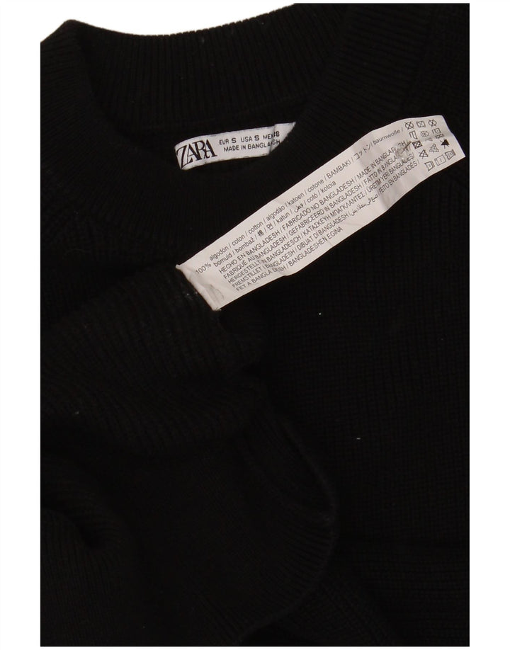 Ανδρικό πουλόβερ Zara Crew Neck Jumper Μικρό μαύρο βαμβακερό
