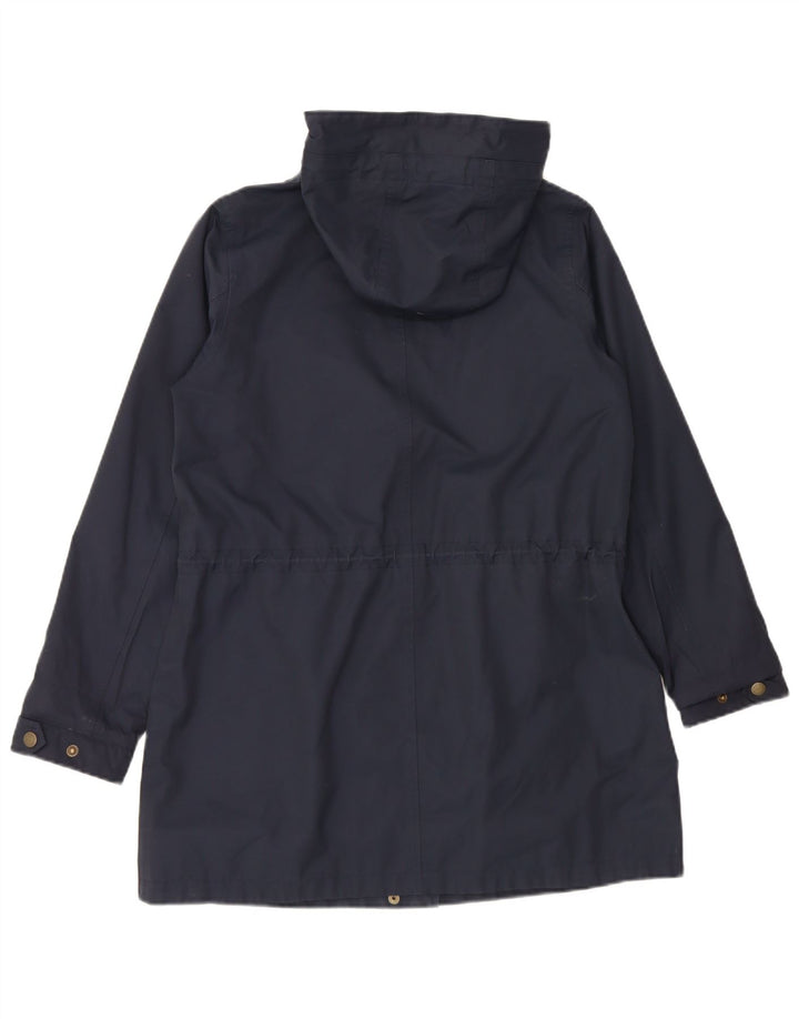 Γυναικείο μπουφάν βροχής με κουκούλα Fat Face UK 12 Medium Navy Blue Cotton