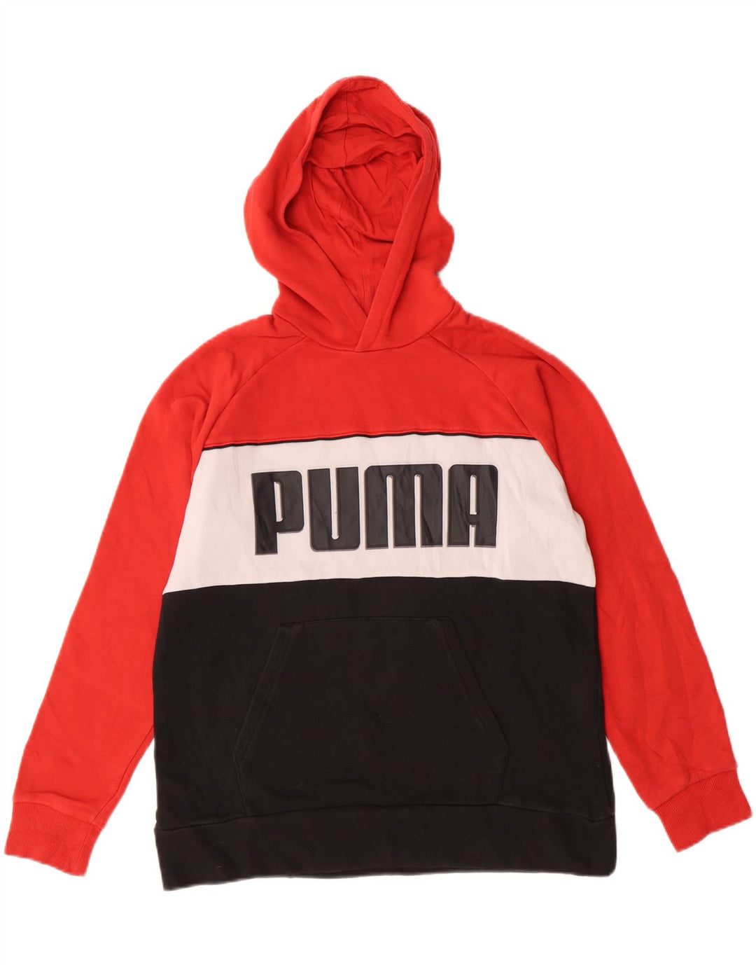 Puma Boys Graphic Hoodie Jumper 13-14 Years Red Colourblock